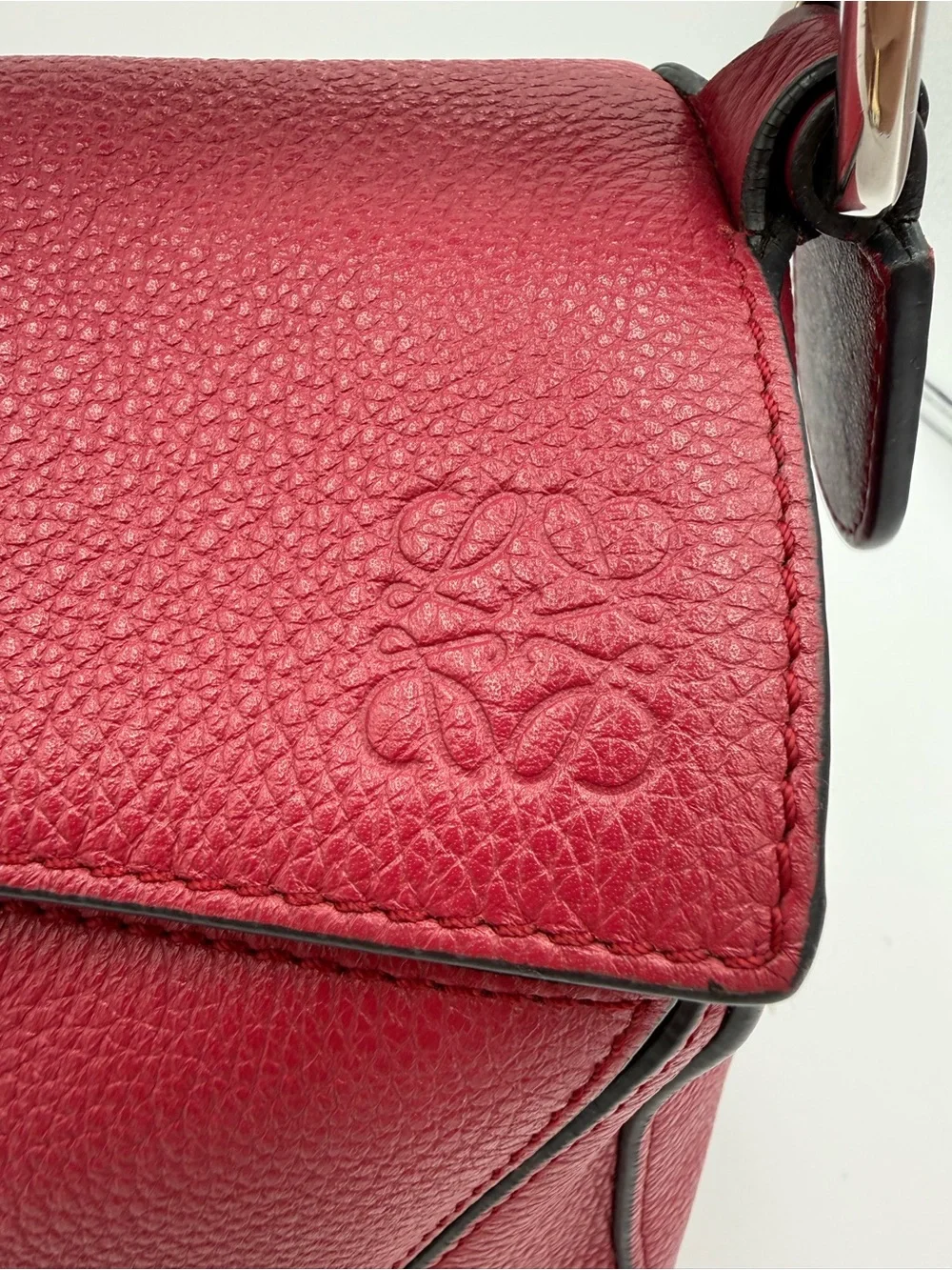 Loewe Hot Pink Puzzle Leather Top-Handle Shoulder Bag with Detachable CB Strap